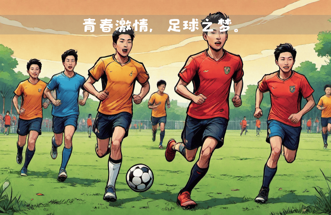 足球赛场上一场激烈比拼，球员们体现团队精神
